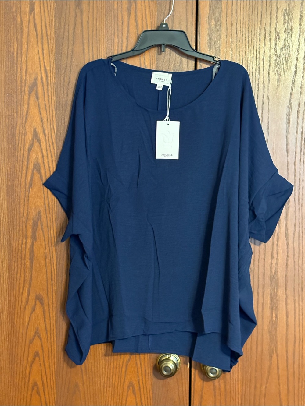 ANDREE BY UNIT Navy boatneck blouse 2X